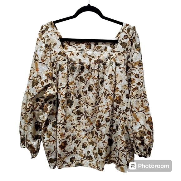 ANA 1X 100% Cotton Floral Spring Summer Baby Doll Blouse - Picture 1 of 7